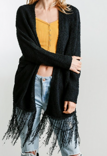 Black Fringe Sweater