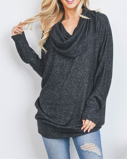 Charcoal Cowl Neck Top